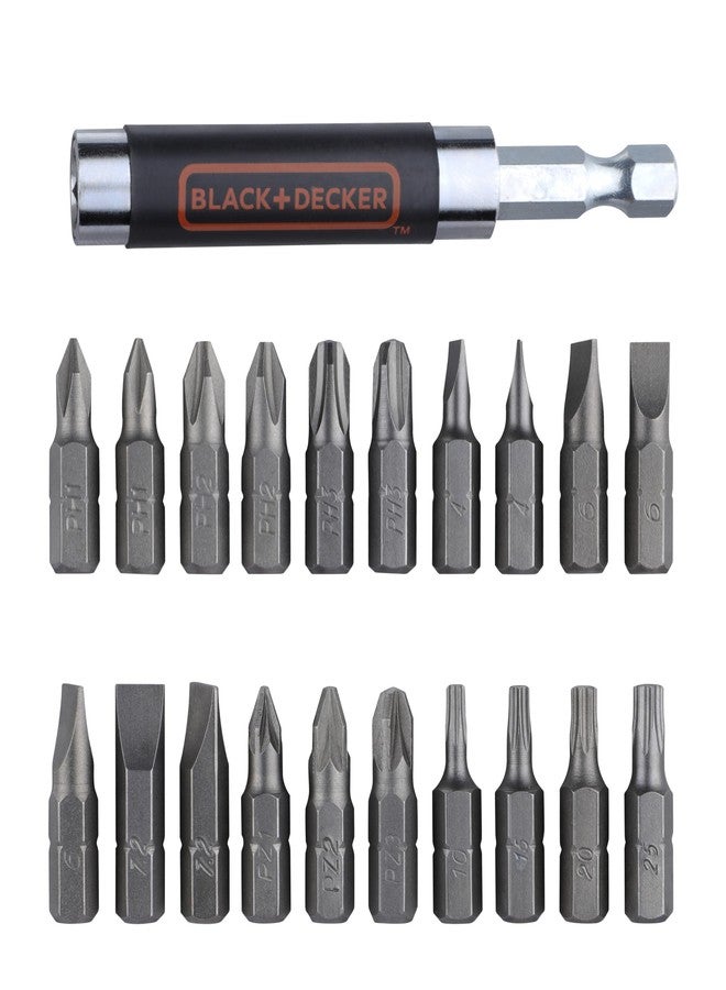 BLACK+DECKER A7074 20-Piece Screwdriver Bit Set with Magnetic Drive Guide & Bit Holder for Home, DIY & Professional Use, 6 Month Warranty, ORANGE & BLACK - Image 1